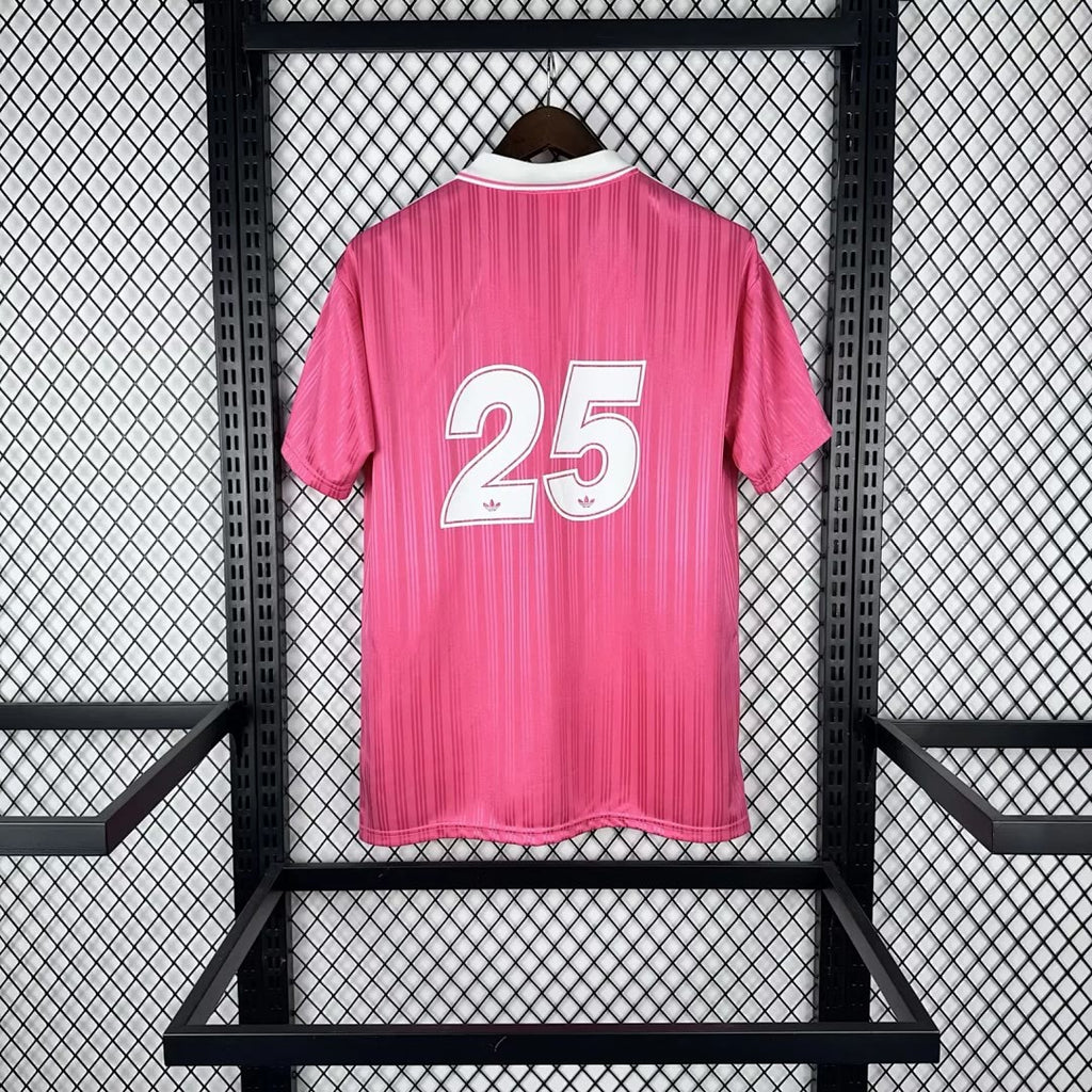 25-26 Adidas x Oasis Tour Jacquard pink with font 25 Jersey size S-4XL