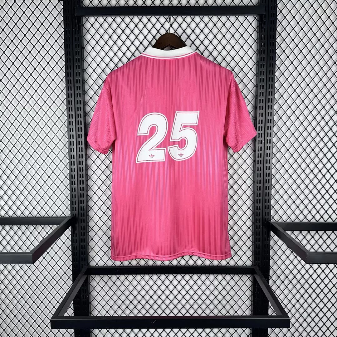 25-26 Adidas x Oasis Tour Jacquard pink with font 25 Jersey size S-4XL
