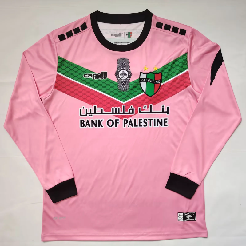Retro Palestino CD 2022/23 Pink Long Sleeve soccer jersey size S-2XL