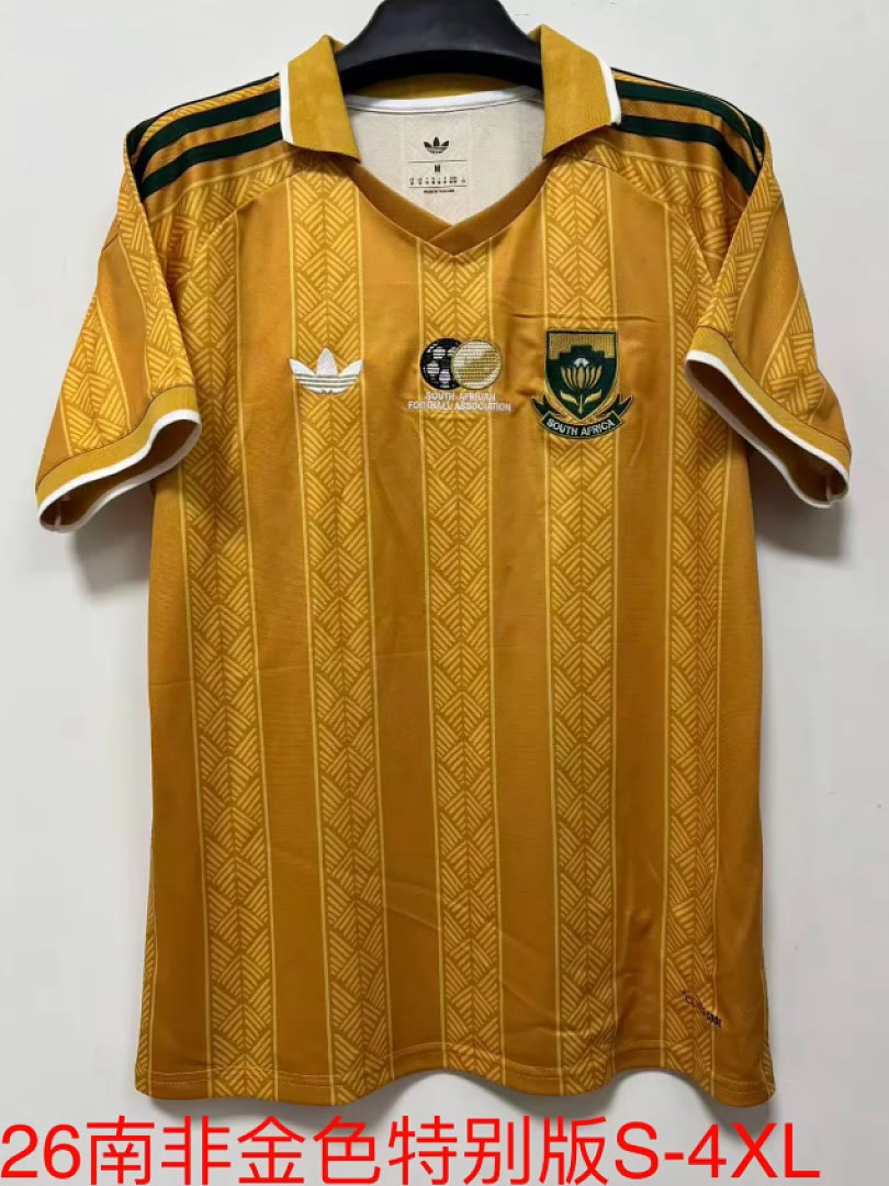 Mens South Africa 2026 World Cup Yellow Special Jersey S-4XL