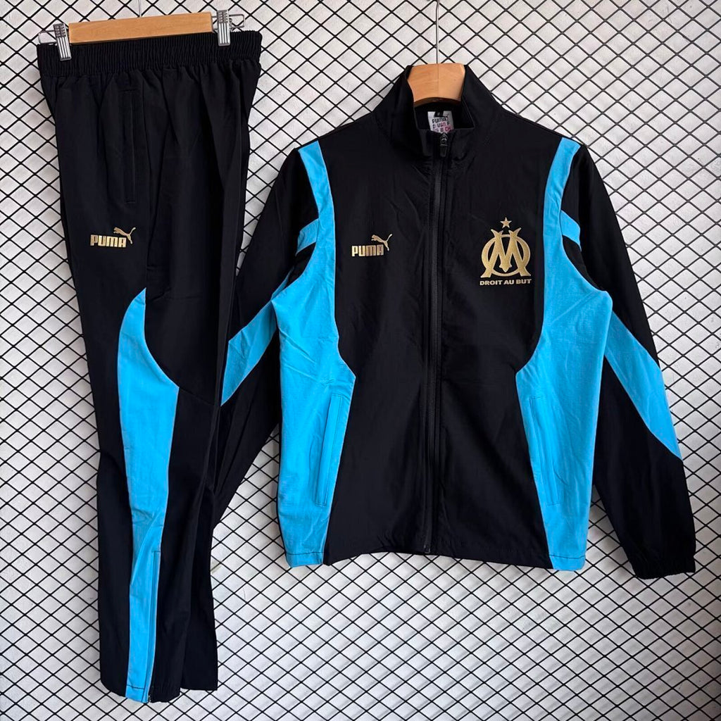 Olympique de Marseille 2025/26 Black And Blue Windbreaker Suit Size S-2XL