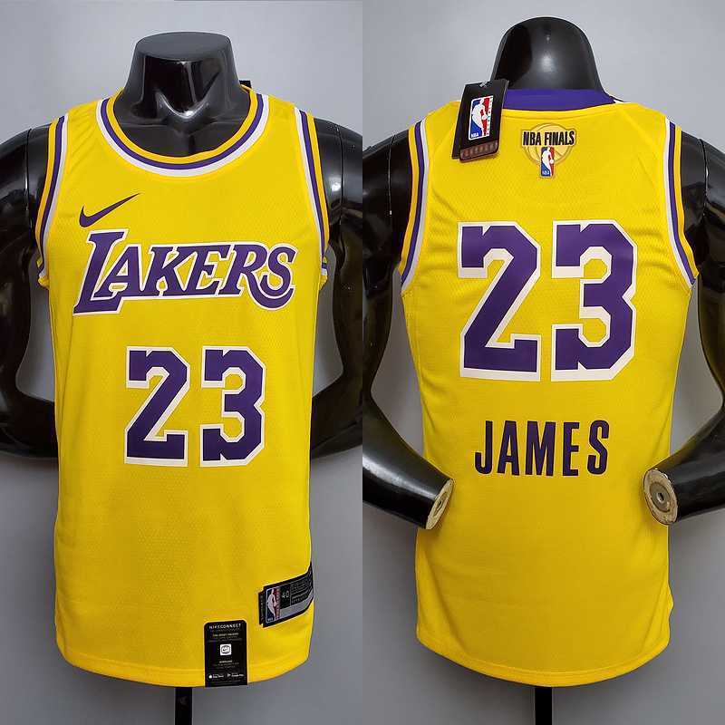 New James #23 Lakers Round neck yellow