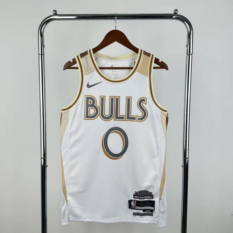 Season 2025 Chicago Bulls White No.0 White NBA Jersey