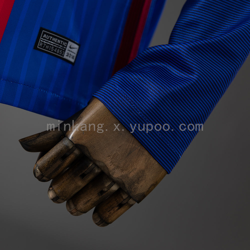 Barcelona 16/17 Home Long Sleeve Retro Jersey S-XXL