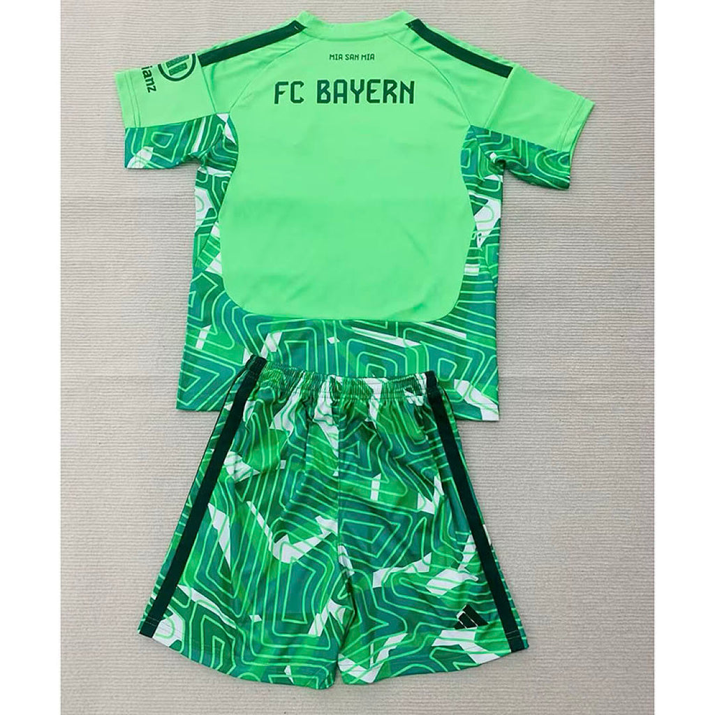 Kids Kit Bayern Munich 2026/27 Green Goalkeeper Soccer Jersey size 16-28