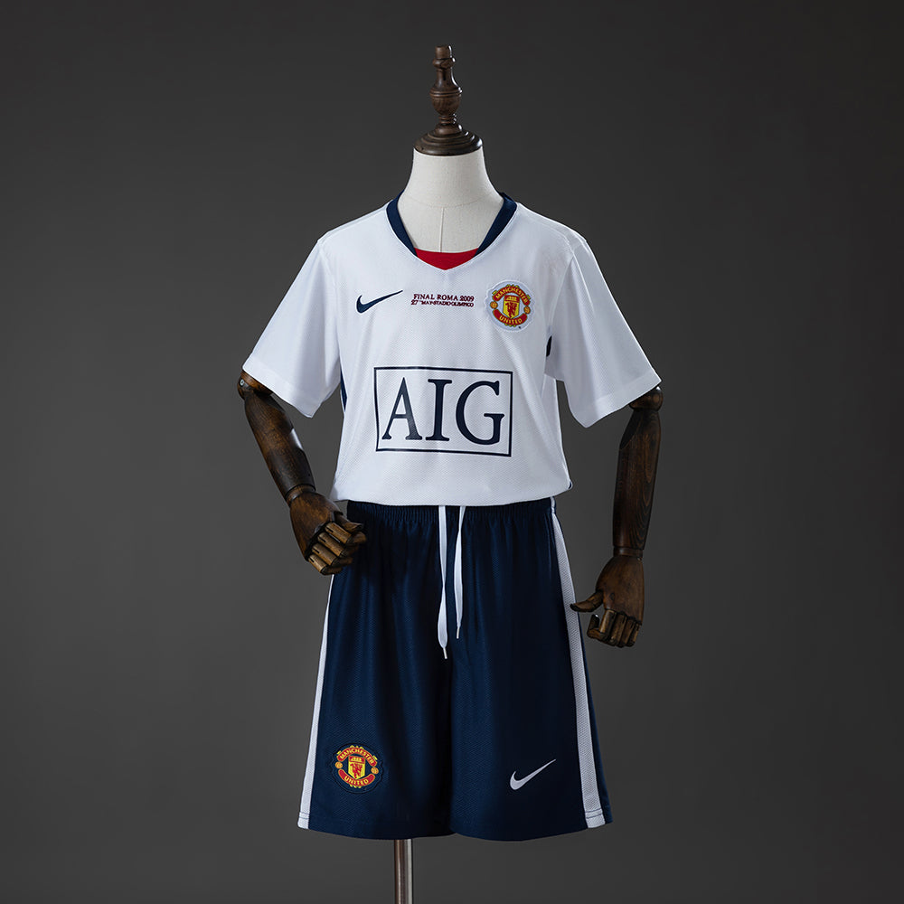 M-U 08/09 Away (UEFA Champions League) Retro Kids Kit Jersey SIZE 16-28