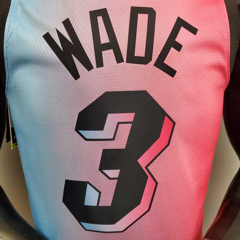 New Miami Heat WADE #3 City Edition Pink Blue Gradient Color