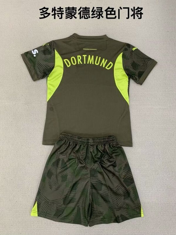 24-25 Dortmund dark green goalkeeper kids kit