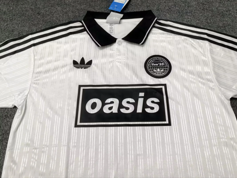 25-26 Adidas x Oasis Tour Jacquard white with black font 25 Jersey