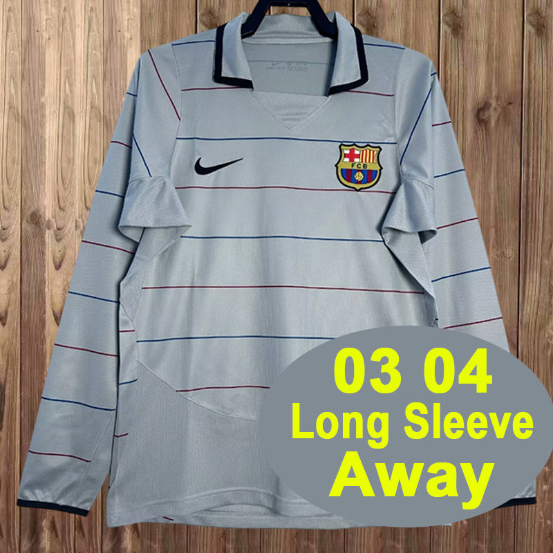 03-04 Barcelona Away retro long sleeve jersey