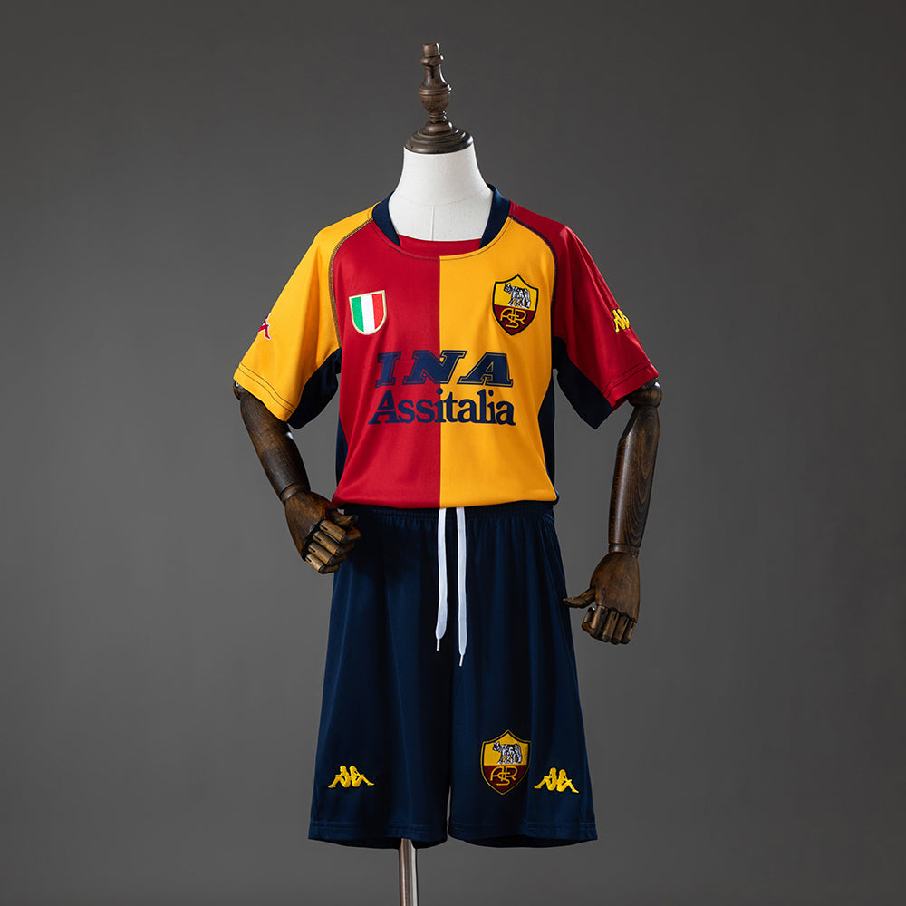 Roma 00/01 Champion Edition Retro Kids Kit Jersey SIZE 16-28