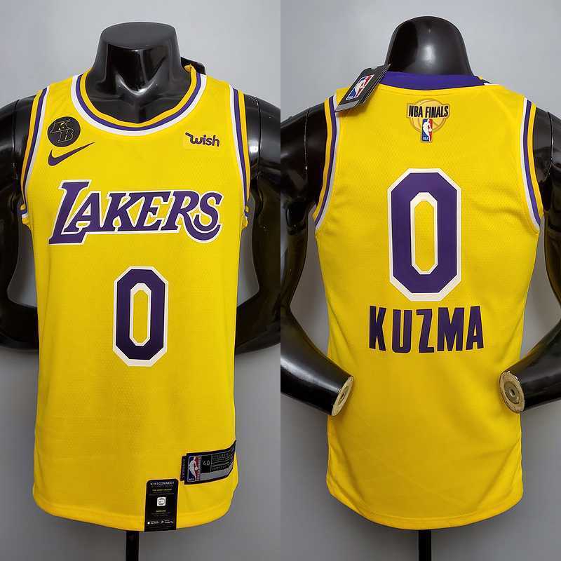 New KUZMA #0 Lakers Commemorative Edition Round neck yellow