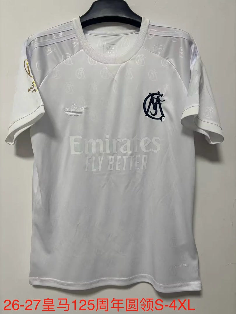 Mens Real Madrid 2026/27 125th Anniversary Round NeckJersey S-4XL