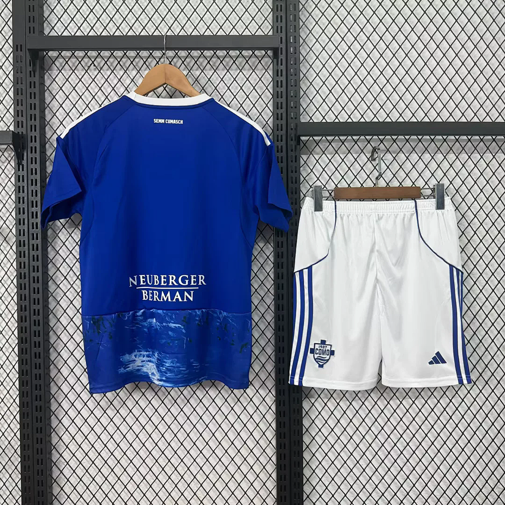 kids kit 25-26 Como 1907 home soccer jersey size 16-28
