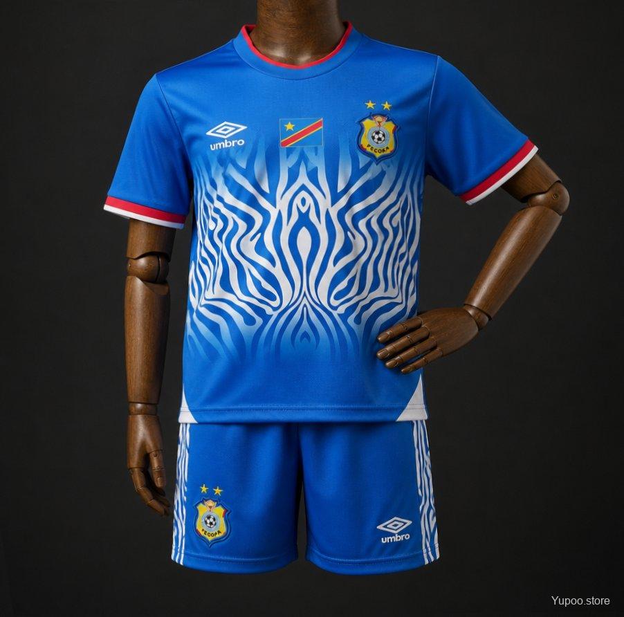 Kids DR Congo 2026 World Cup Sky Blue Home Jersey 16-28
