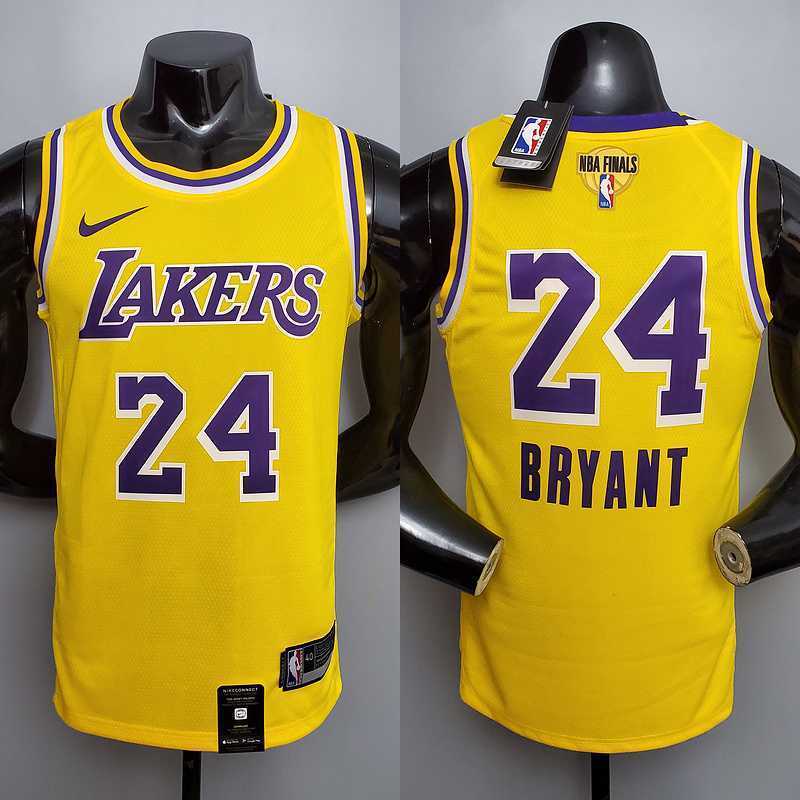 New Bryant #24 Lakers Commemorative Edition Round neck yellow