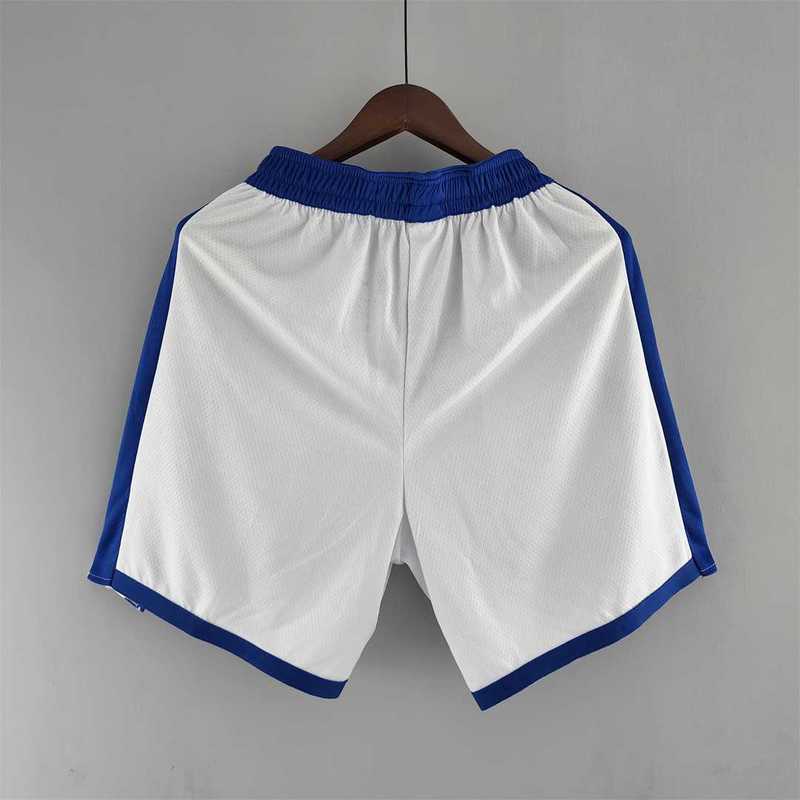 Golden State Warriors NBA Shorts White Blue Trim