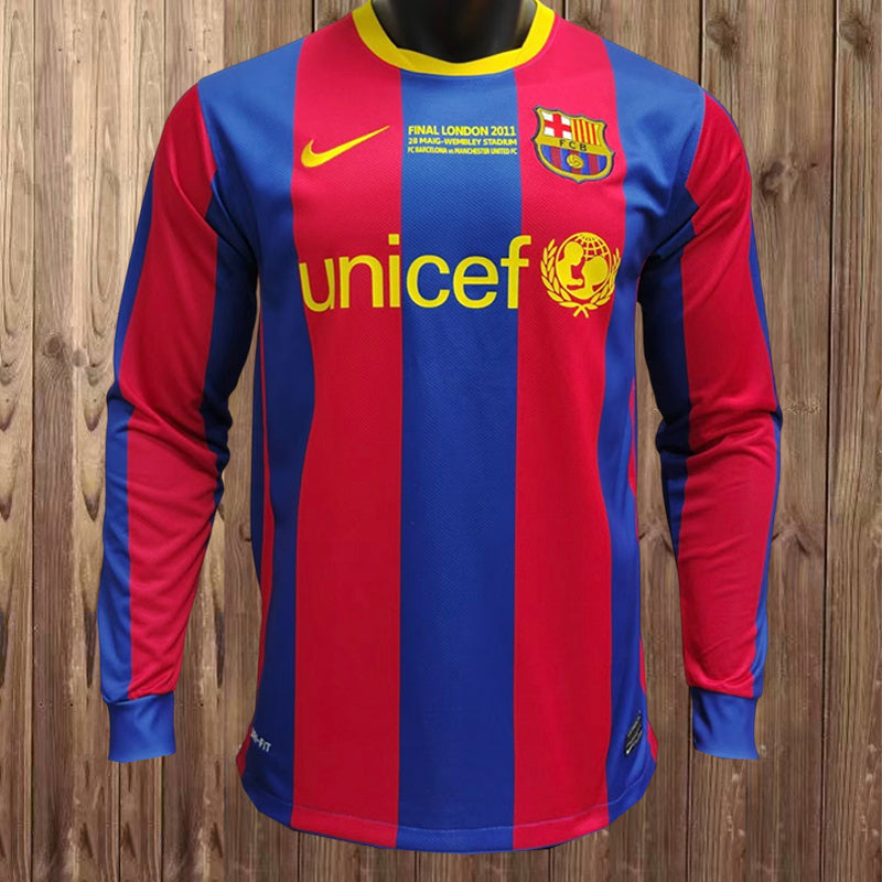 10-11 Barcelona home retro long sleeve jersey