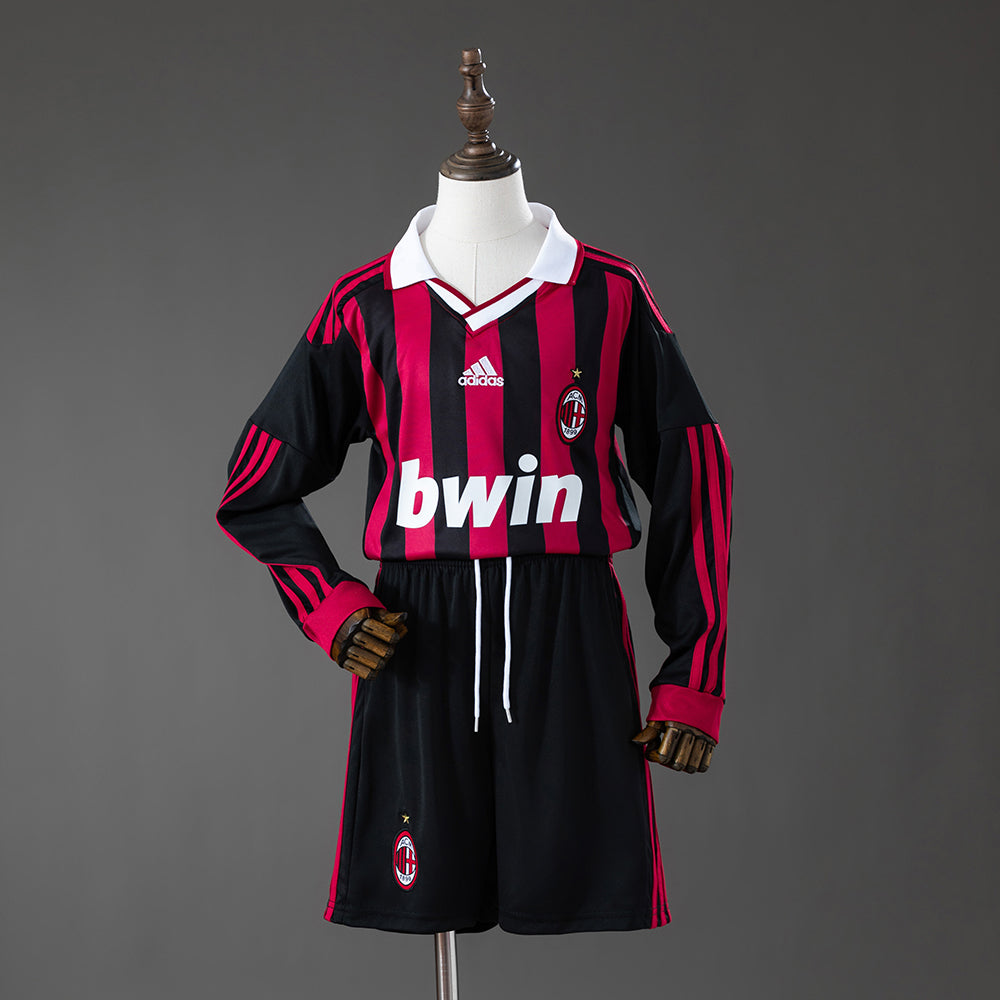AC Milan 09/10 Home Retro Long Sleeve Kids Kit Jersey SIZE 16-28