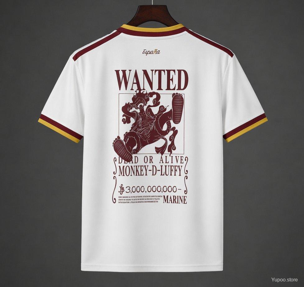 Mens Spain x One Piece 2026 World Cup Away Special Printing Jersey S-4XL