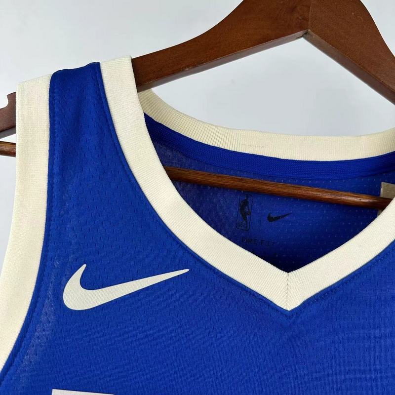 Season 2025 Milwaukee Bucks Blue No. 0 LILLARD NBA Jersey