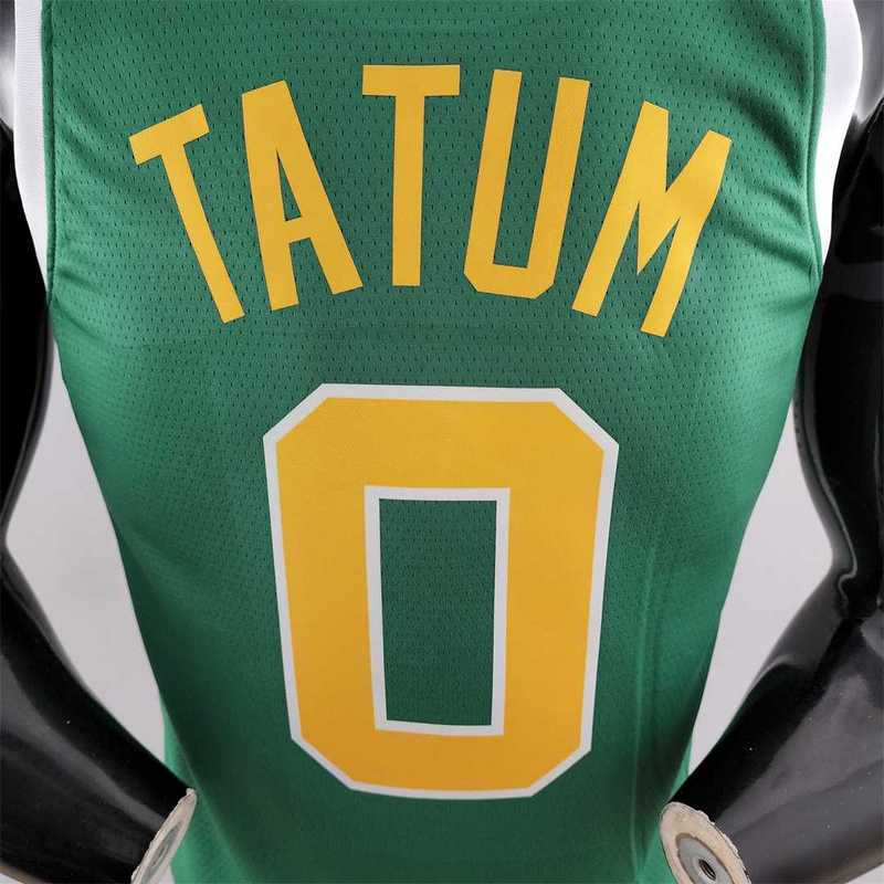 Boston Celtics Tatum #0 Green Gold NBA Jersey