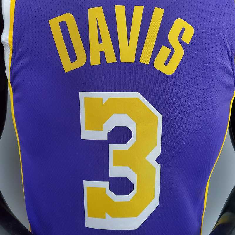 New Lakers Jordan DAVIS#3 Theme Purple Round Neck