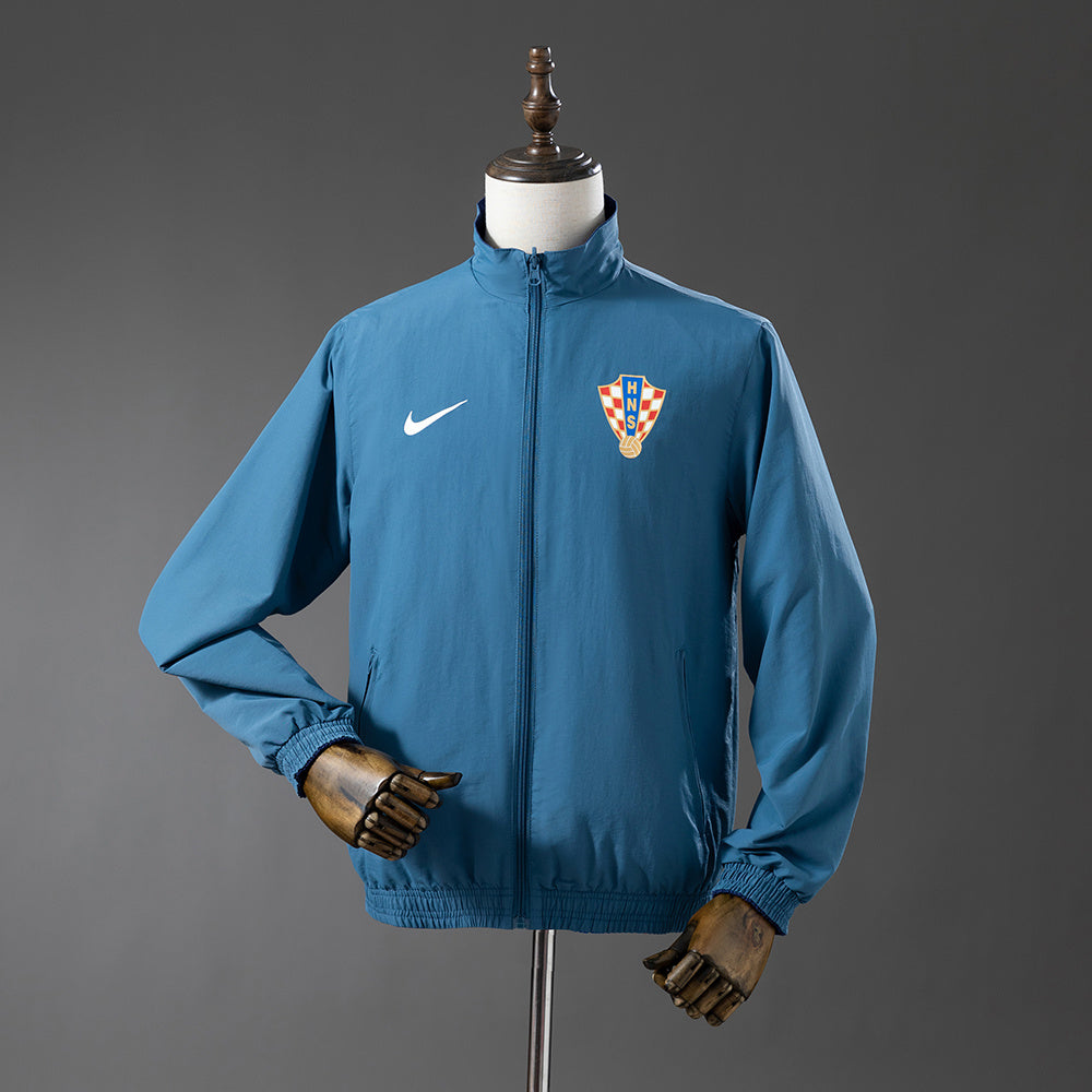 Croatian Reversible Jacket Windbreaker - Navy Blue &amp; Sky Blue S-XXL