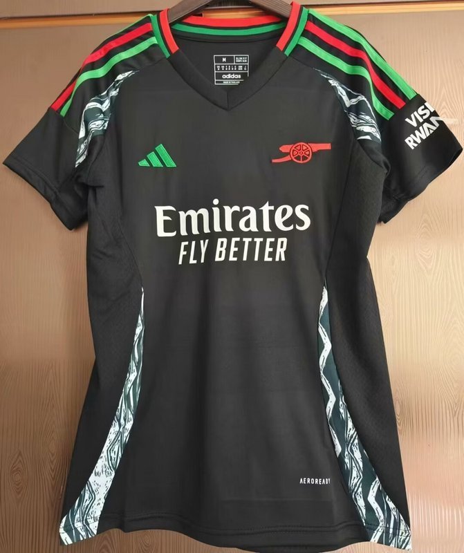 24-25 Arsenal away black woman jersey