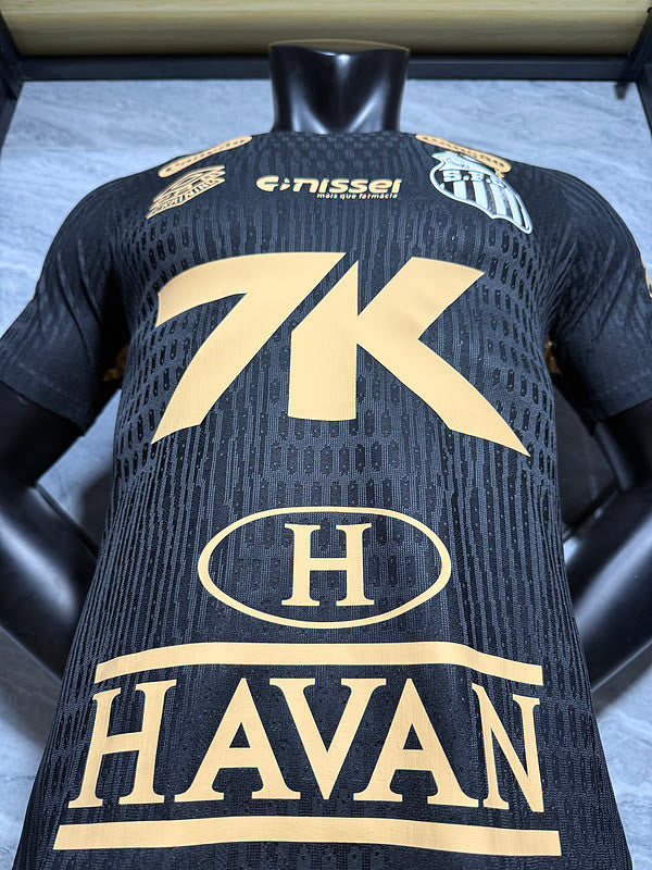 25-26 Santos black with sponsor player version soccer jersey size S-2XL