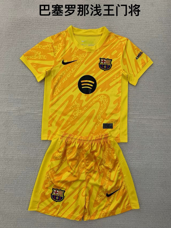 24-25 Barcelona yellow Goalkeeper kid and adult uniform