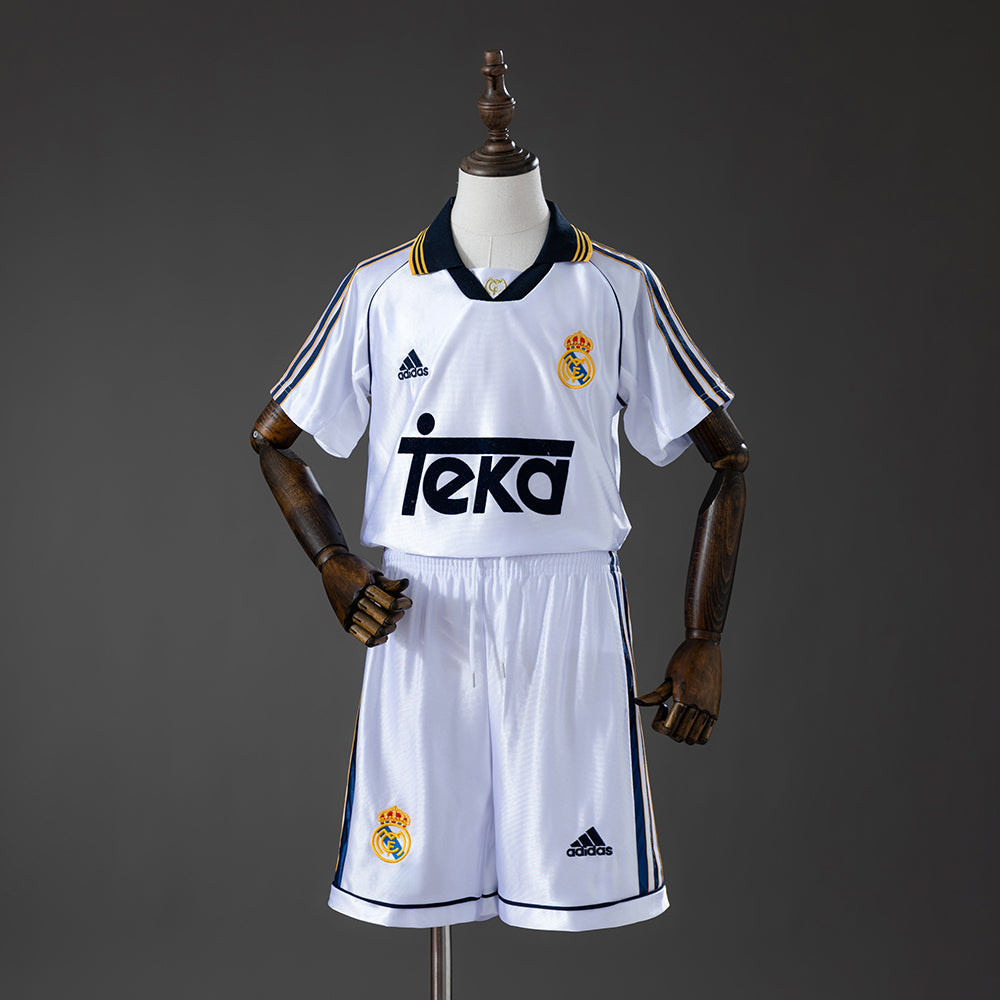 Real Madrid 98/00 Home Retro Kids Kit Jersey SIZE 16-28