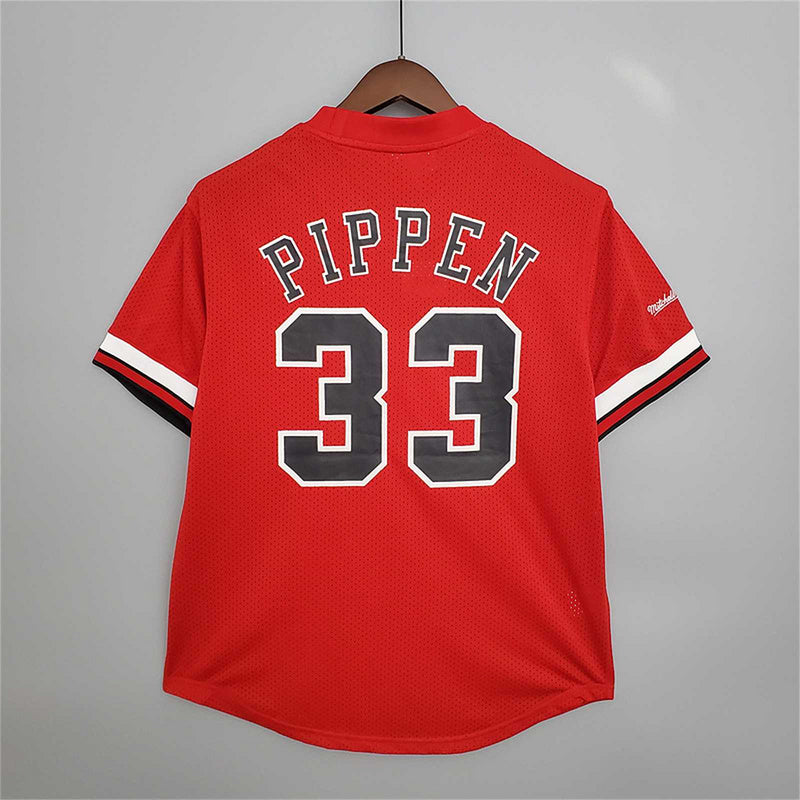 Mitchellness Bulls Red No. 33 Jordan Retro Mesh Short Sleeve