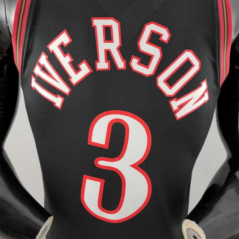 Retro Philadelphia 76ers Iverson #3 big meteor black NBA Jersey