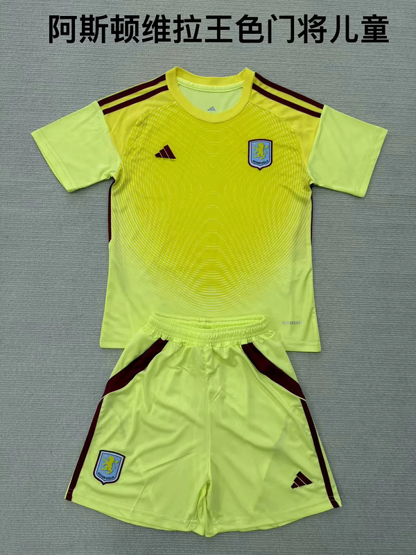 25-26 Aston Villa yellow Goalkeeper kid kit