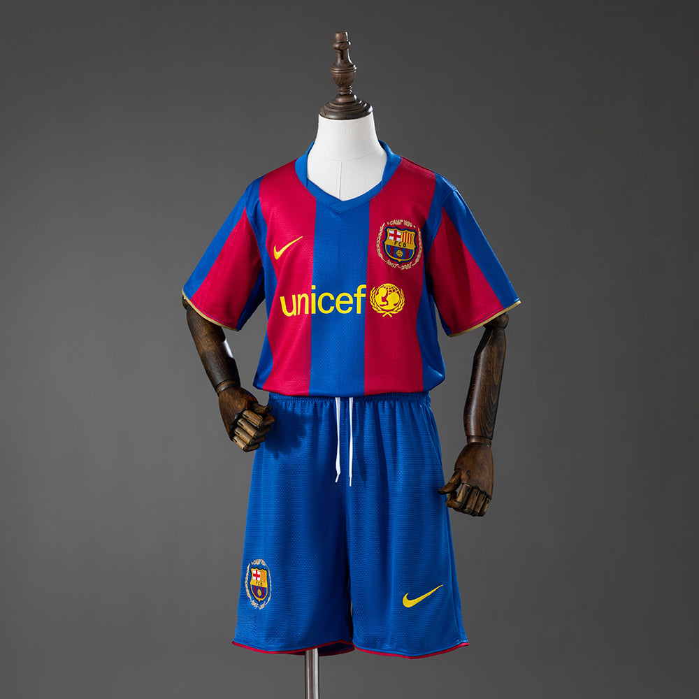 Barcelona 07/08 Home Retro Kids Kit Jersey Size 16-28