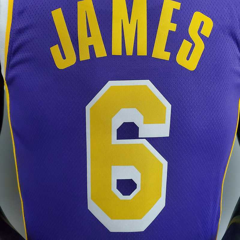 New Lakers Jordan JAMES#6 Theme Purple Round Neck