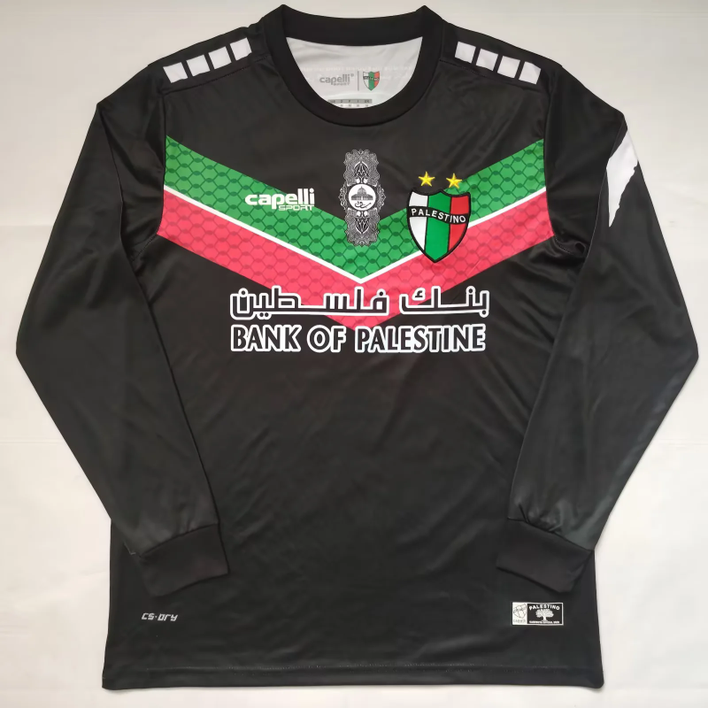 Retro Palestino CD 2022/23 Black Long Sleeve soccer jersey size S-2XL