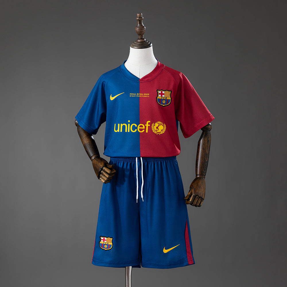 Barcelona 08/09 Home Retro Kids Kit Jersey Size 16-28