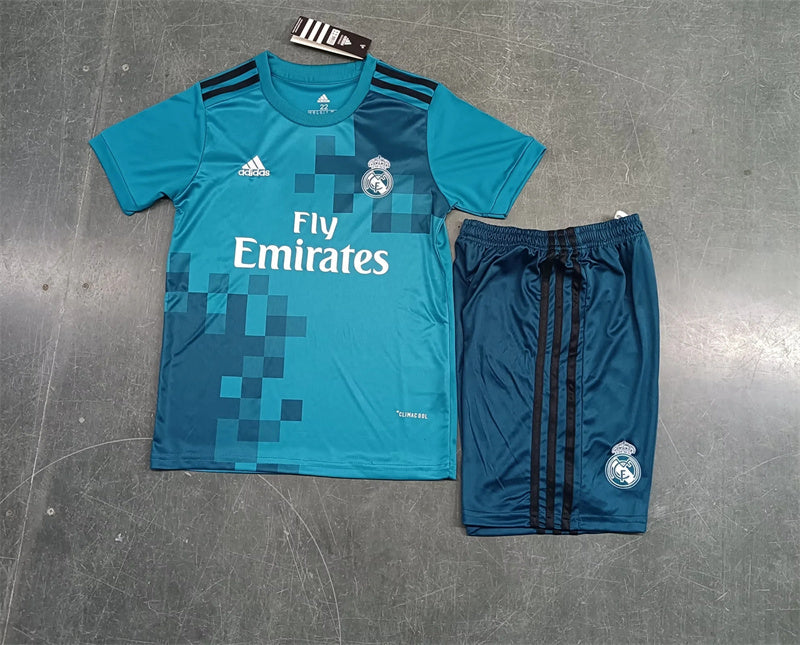 17-18 Real Madrid third away blue retro kid kit