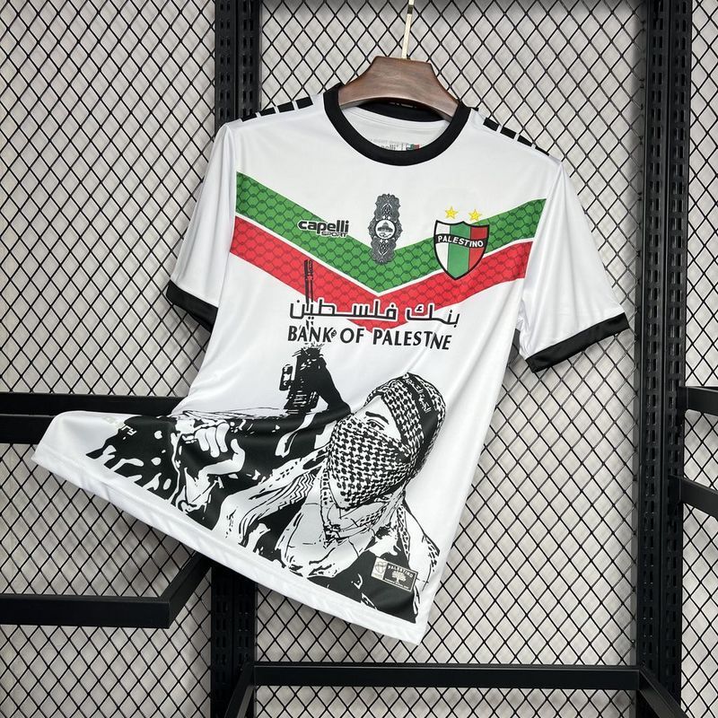 24-25 CD Palestino White Graffiti Jersey S-XXXXL