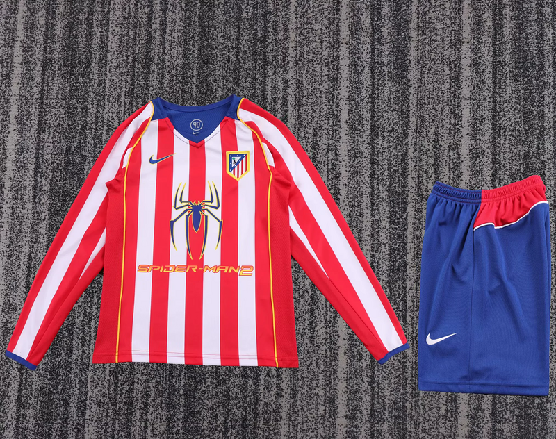 04-05 Atletico Madrid home long sleeve retro kid kit