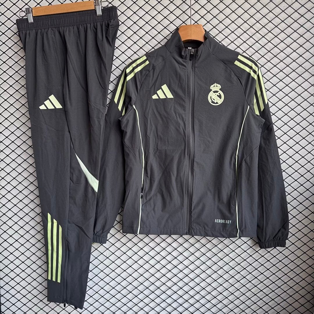 Real Madrid 2025/26 Black Windbreaker Suit Size S-2XL