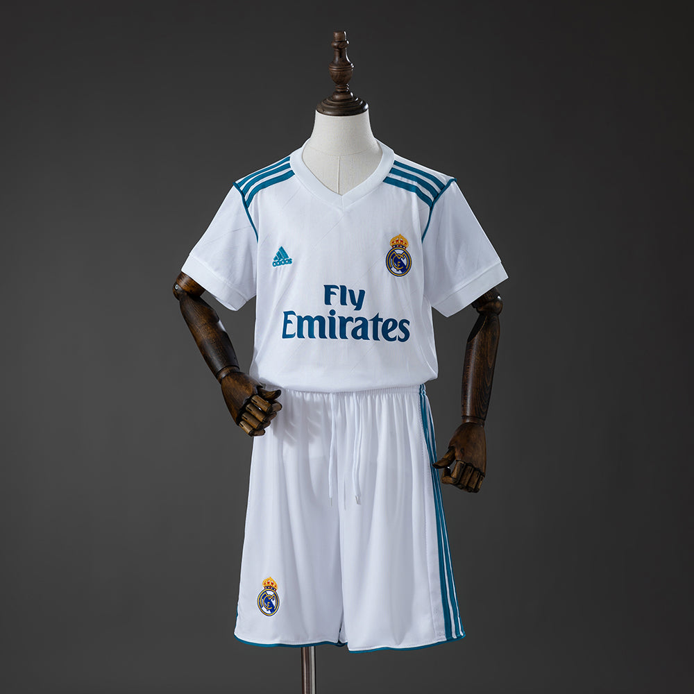 Real Madrid 17/18 Home Retro Kids Kit Jersey Size 16-28