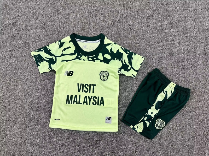 kids kit Cardiff City 2025/26 Away soccer jersey size 16-28