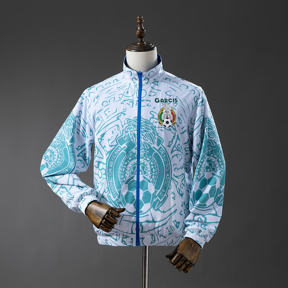 Mexico Reversible Jacket Windbreaker - White &amp; Blue S-XXL