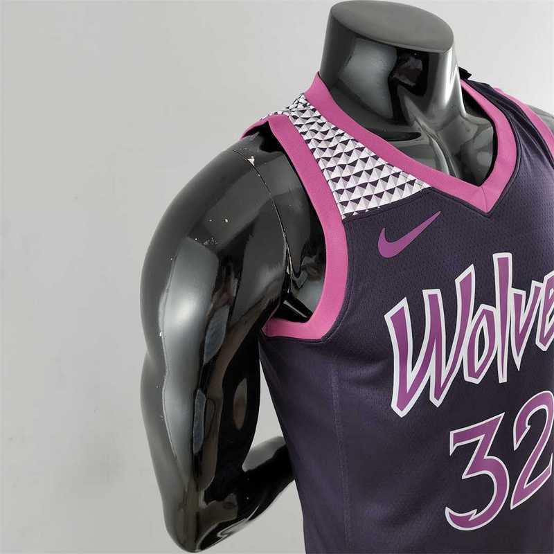 Minnesota Timberwolves TOWNS#32 Black and Purple NBA Jersey