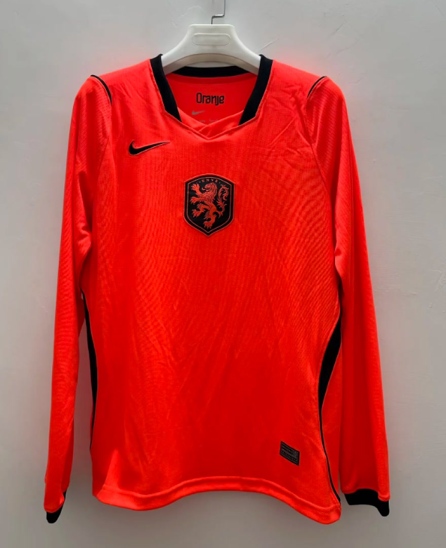 Mens Netherlands 2026 World Cup Home Long Sleeve Soccer Jersey S-4XL