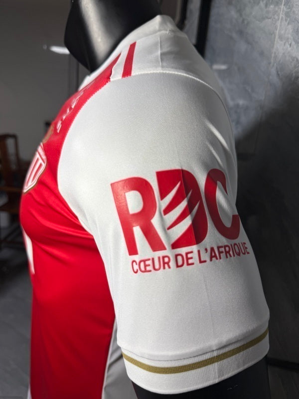 25-26 Monaco home with sponsor player version soccer jersey with sponsor size S-2XL