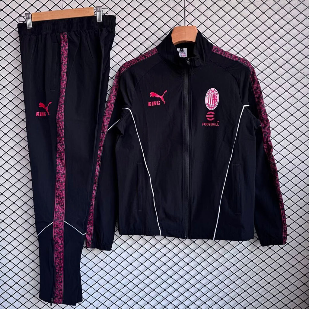 AC Milan 2025/26 Black Windbreaker Suit Size S-2XL